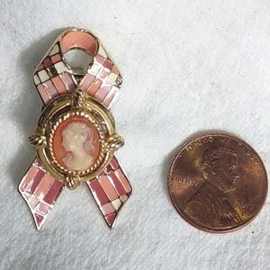 Awareness Ribbon with Vintage Cameo
